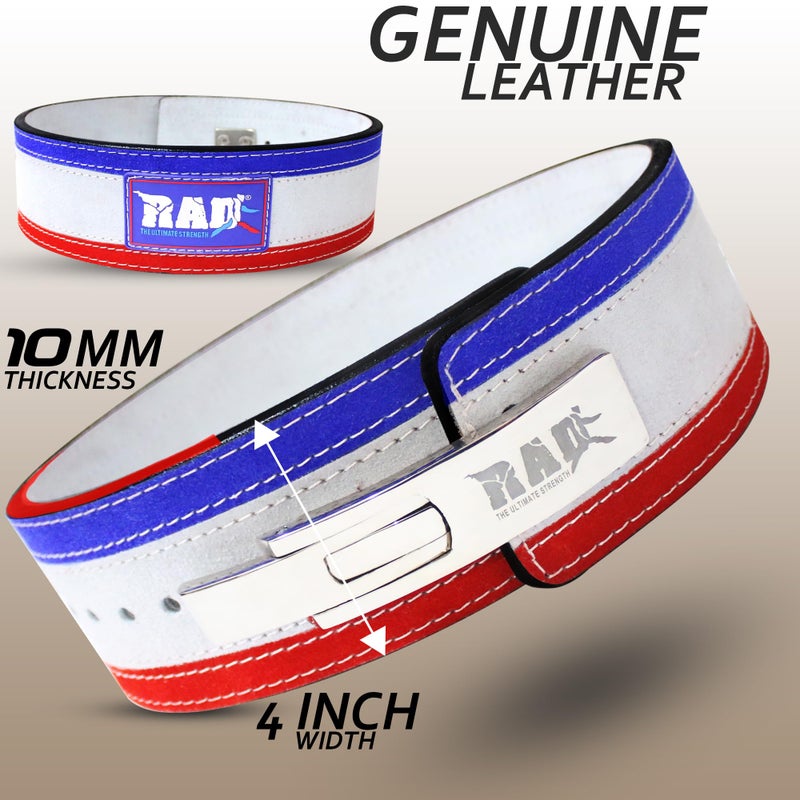 RAD Lever Weight Lifting Gym Belt for Men & Women Size 63 TO107 CM,Thick 10MM & Width 4 Inch Lever Powerlifting Belts for Women Dead Lift Workout Belt Leather Weight Lifting Lever Gym Squat Belt - Image 2